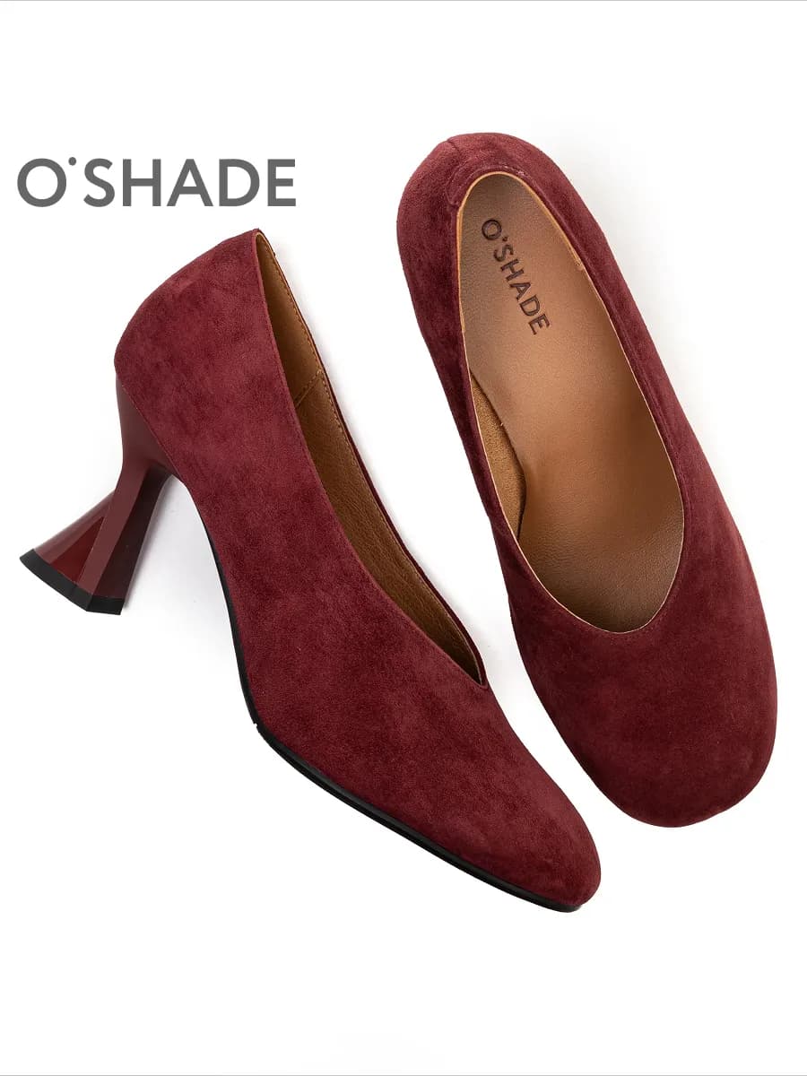 Туфли бордовые женские на каблуке