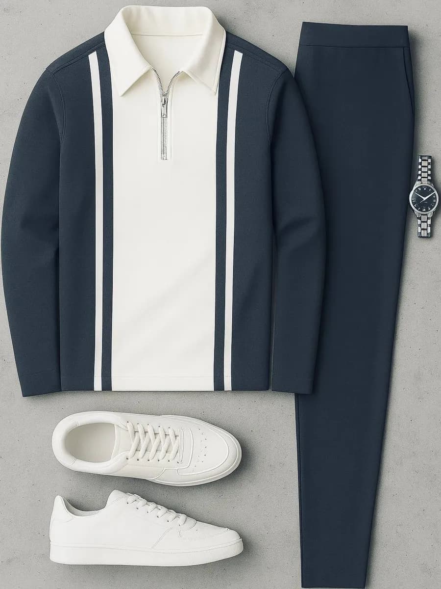 Костюм поло полузамок с длинным рукавом