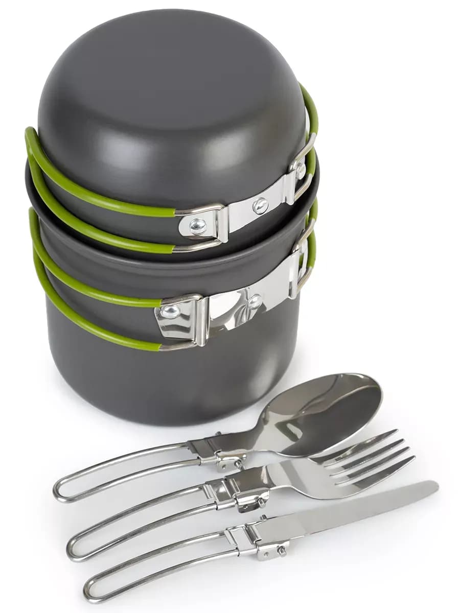 Котелок походный туристический с приборами в чехле