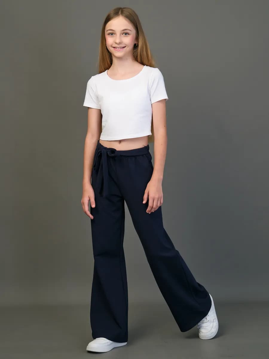 Брюки широкие школьные трикотажные палаццо
