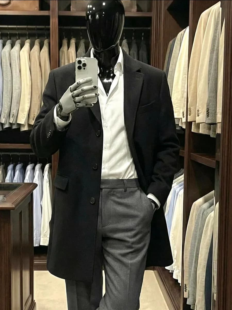 Пальто черное длинное демисезонное