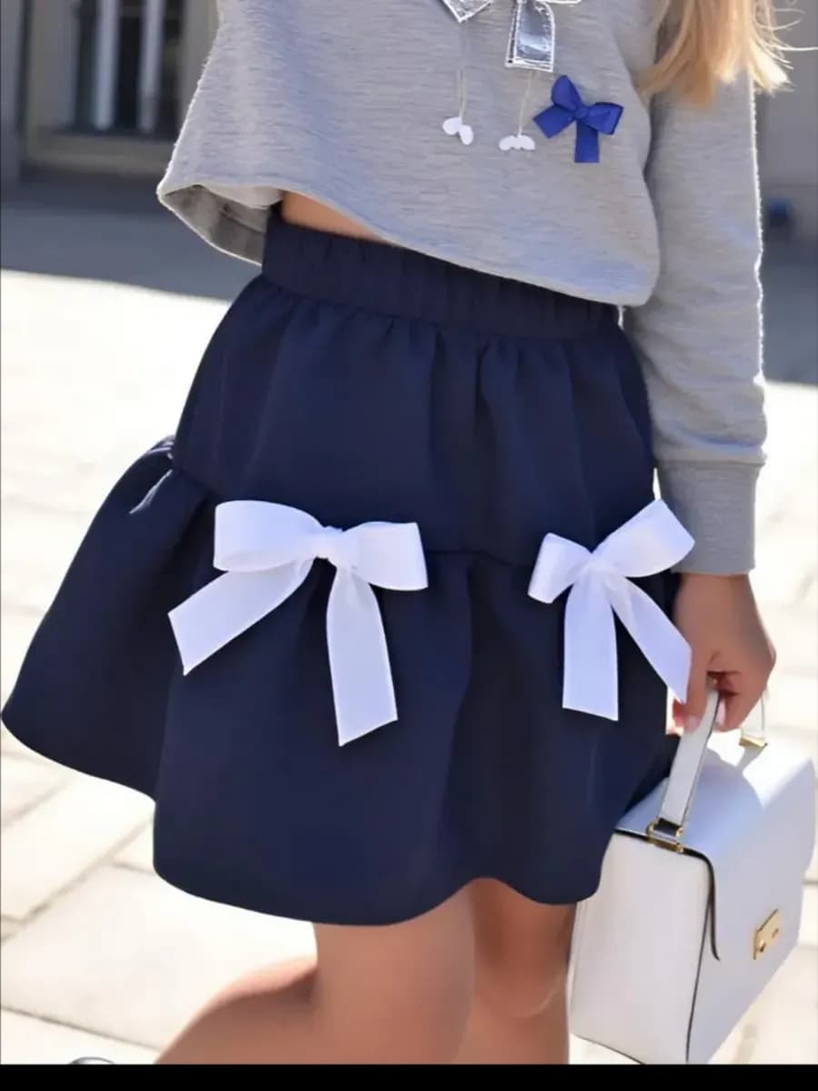 Юбка школьная на резинке с бантиками