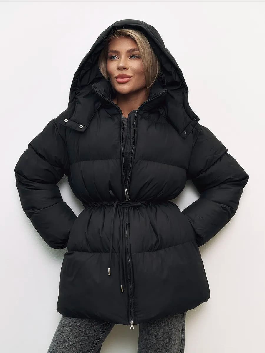 Куртка с капюшоном зимняя парка удлиненная