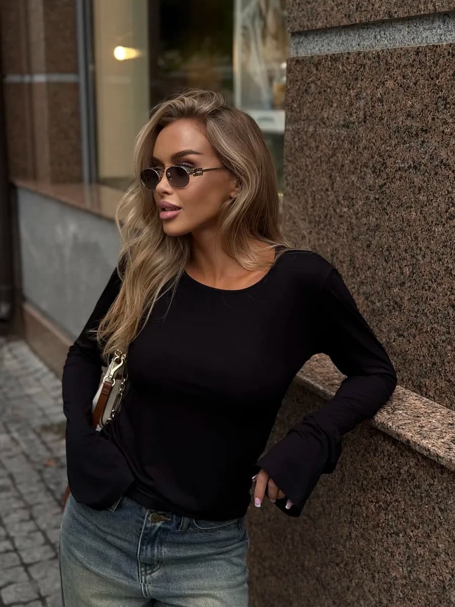 Полупрозрачный лонгслив с длинным рукавом