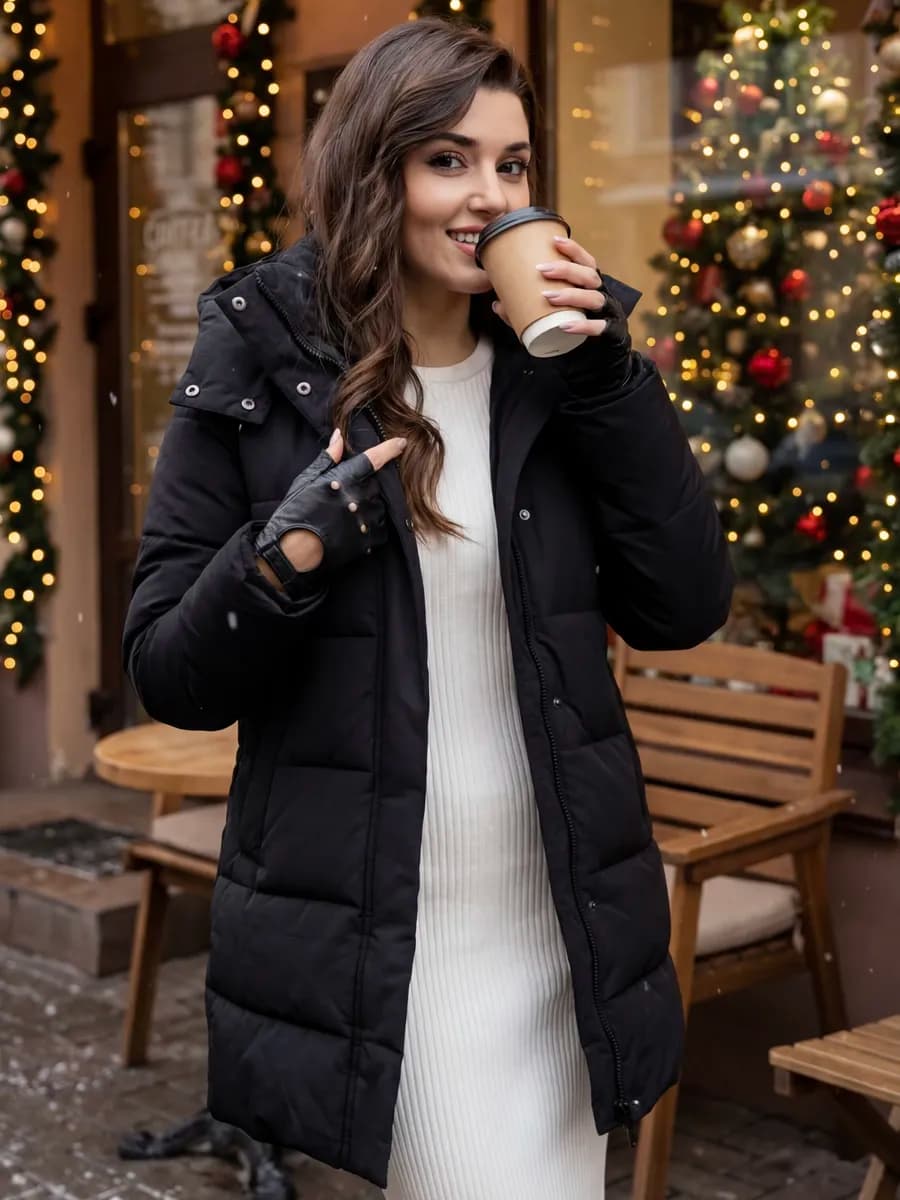 Куртка зимняя удлиненная с капюшоном