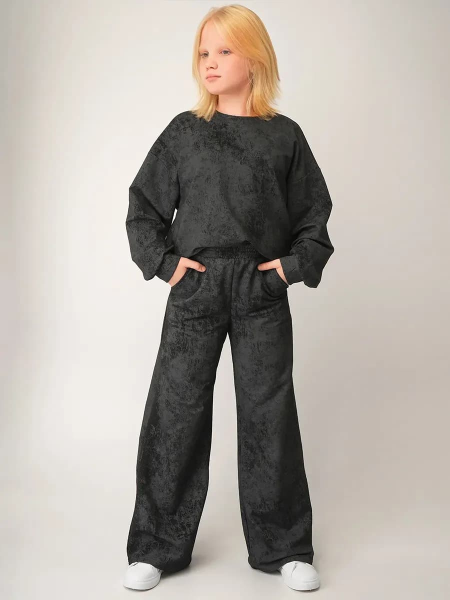 Костюм с брюками палаццо из футера варенка оверсайз детский