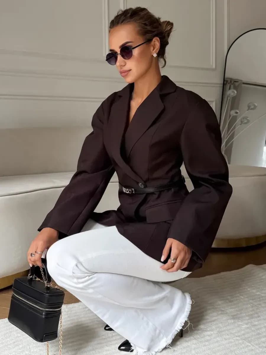 Пиджак удлинённый y2k с объемными рукавами весна