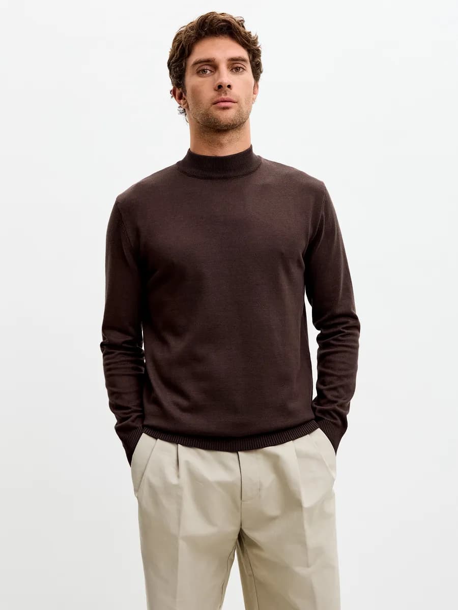 Водолазка с горлом теплая из хлопка