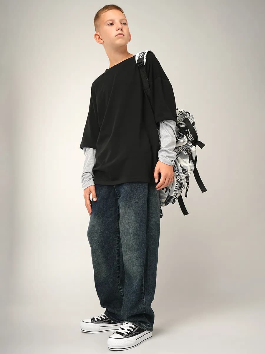 Лонгслив оверсайз с двойным рукавом