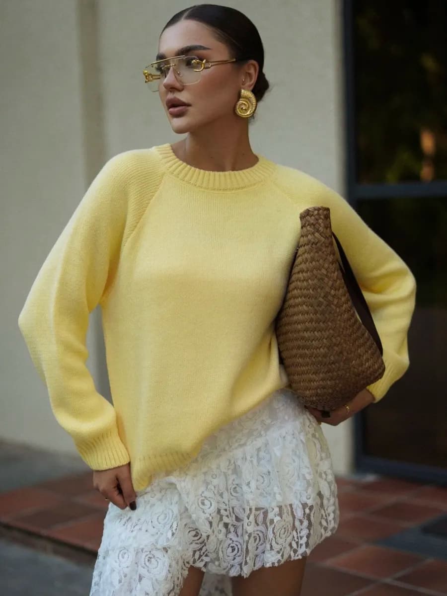 Джемпер вязаный укороченный оверсайз теплый