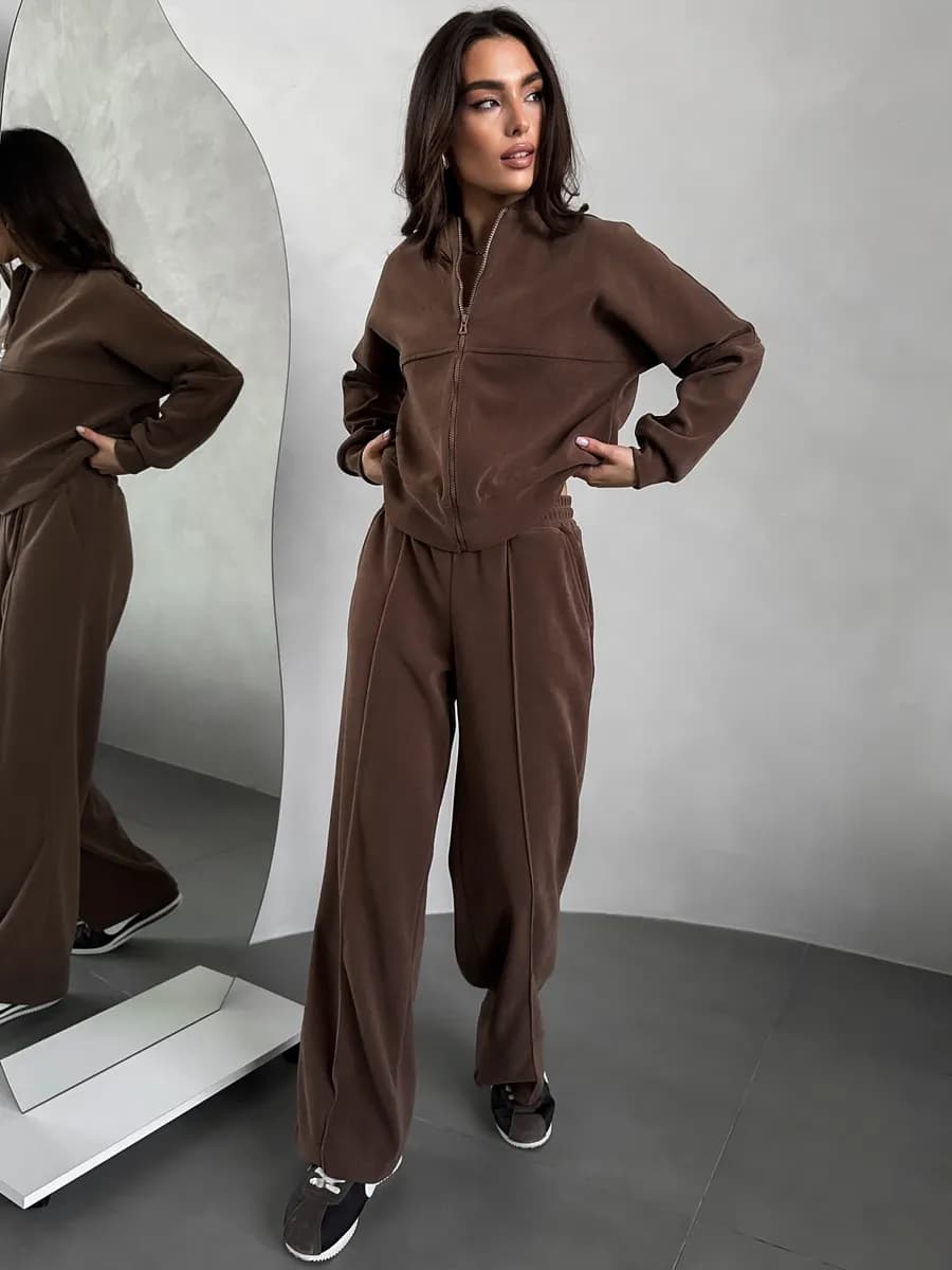 Спортивный костюм оверсайз без начеса на молнии