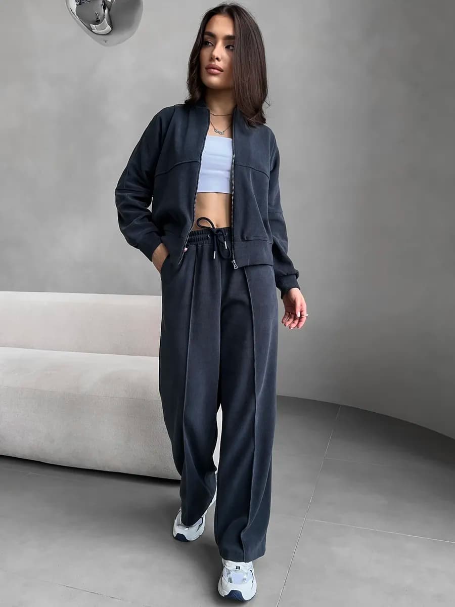 Спортивный костюм оверсайз без начеса на молнии