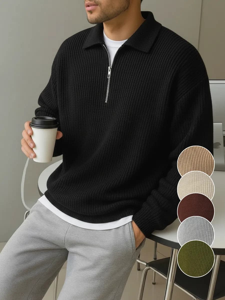 Свитер оверсайз с воротником вязаный теплый джемпер