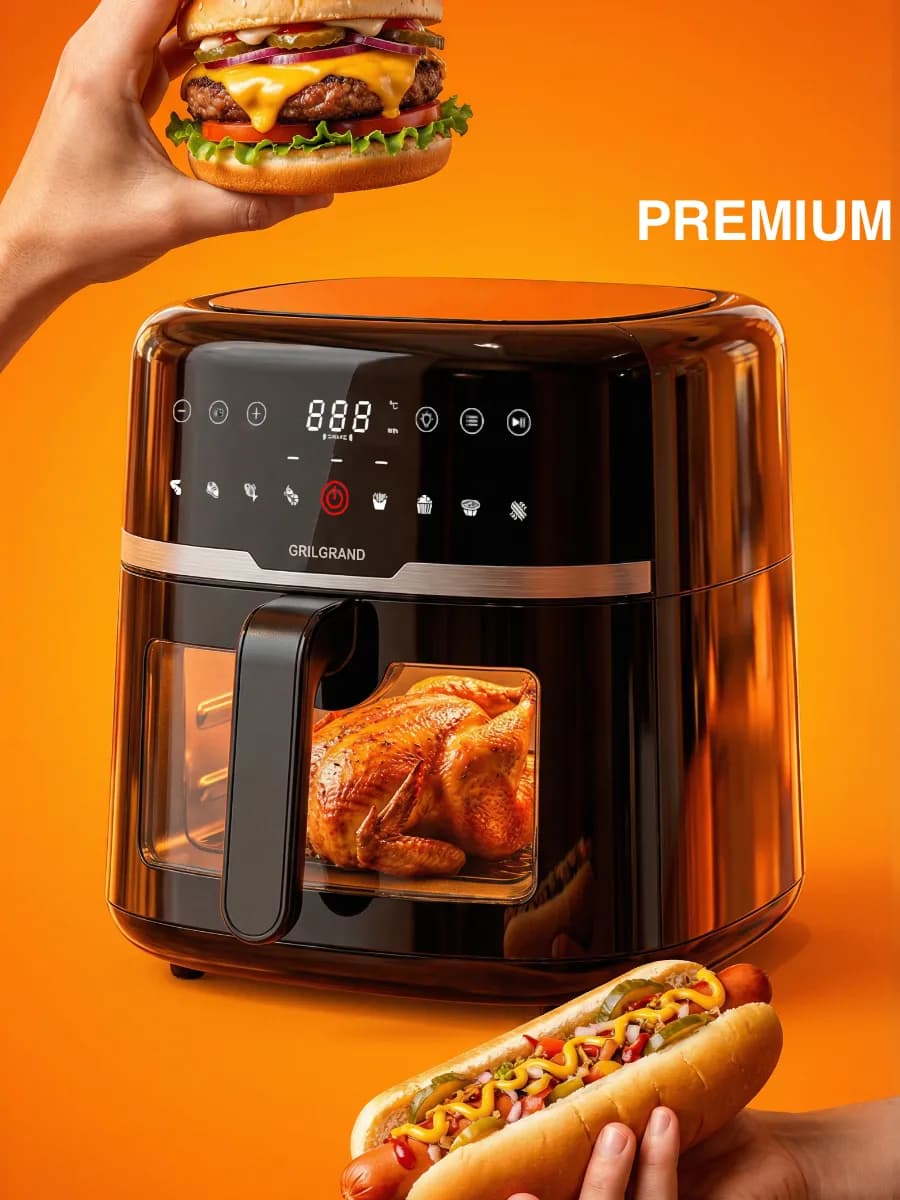 Аэрогриль GRILGRAN-DELU, +шашлычница, 6 л, черный