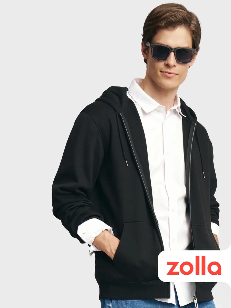 Мужская толстовка на молнии однотонная