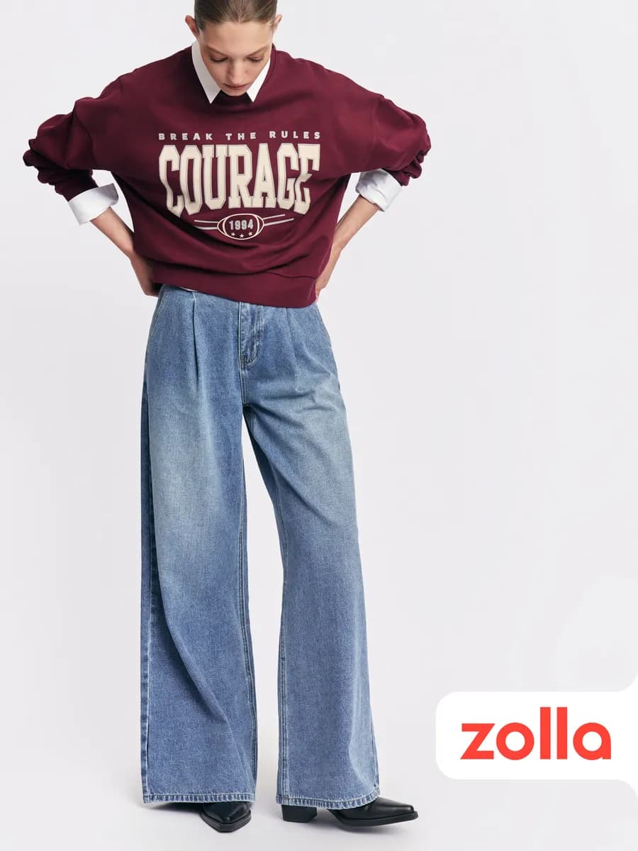 Джинсы силуэта Wide с высокой посадкой