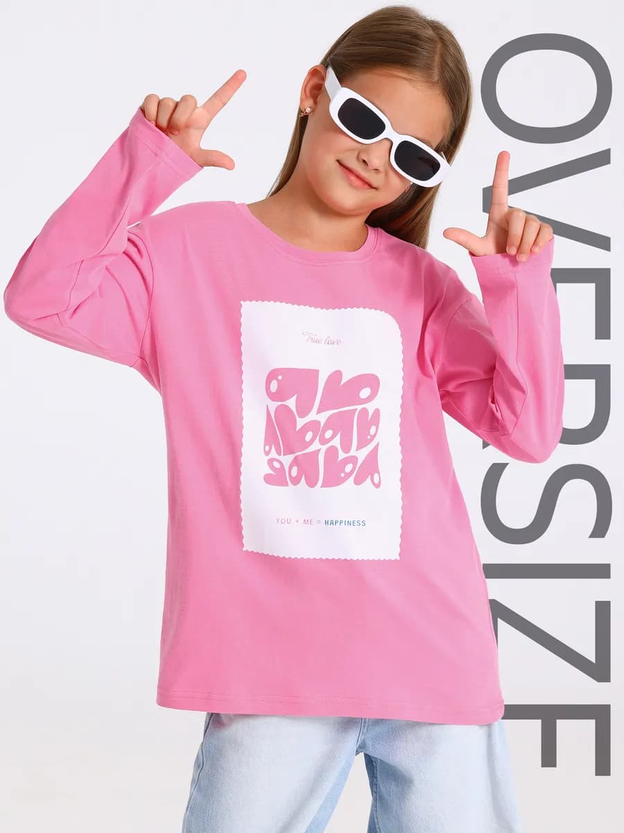 Лонгслив оверсайз для девочек подростков хлопок