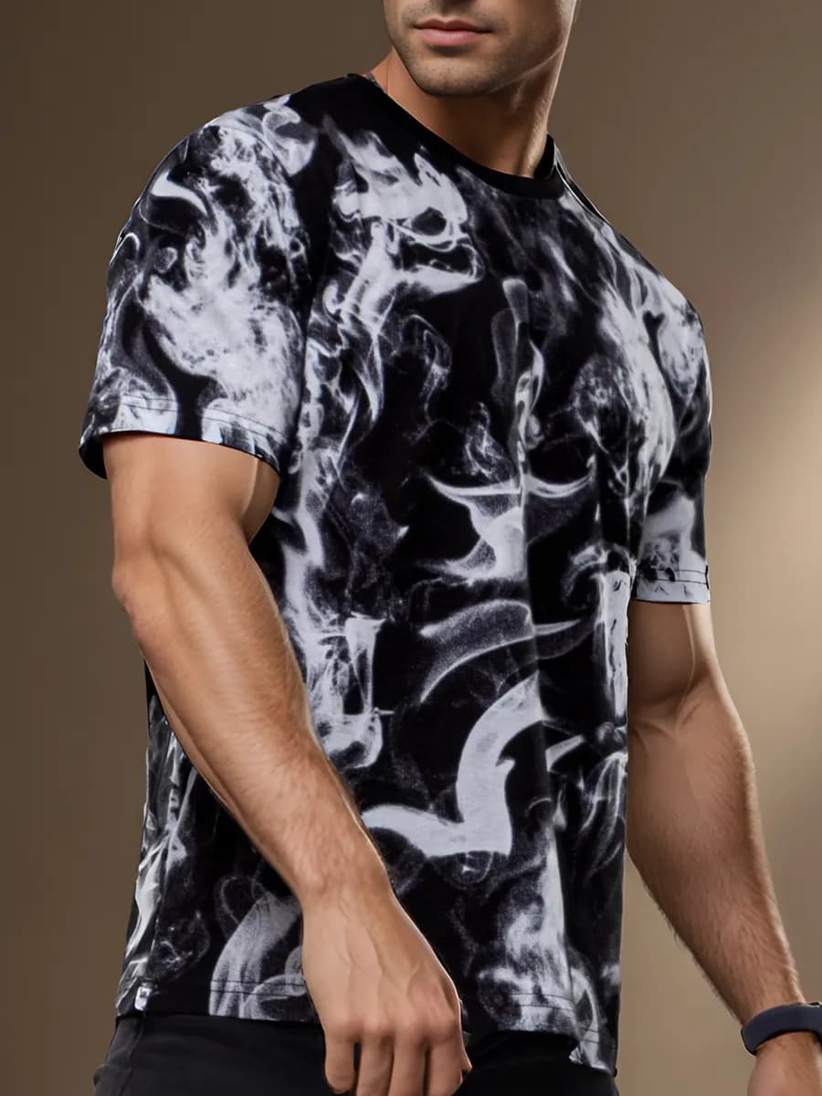 Футболка черная летняя и парная принт абстракция