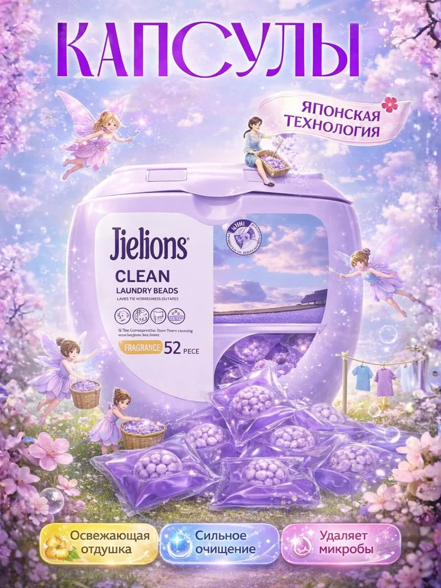 Капсулы для стирки белья с кондиционером 5в1 52 штук