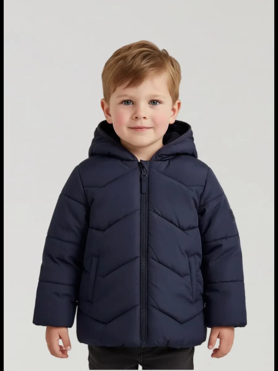 Куртка детская с капюшоном с флисом теплая стеганая