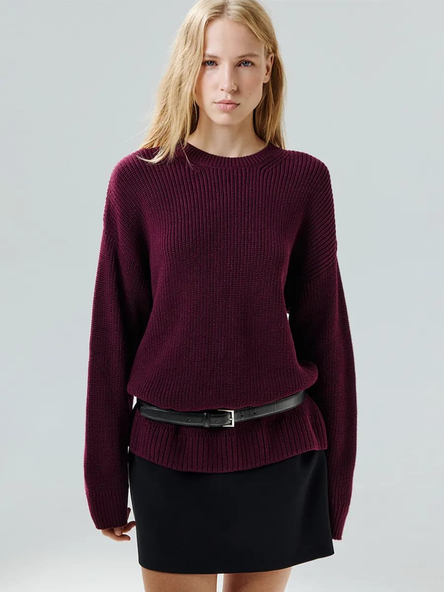 Джемпер базовый оверсайз хлопковый в рубчик