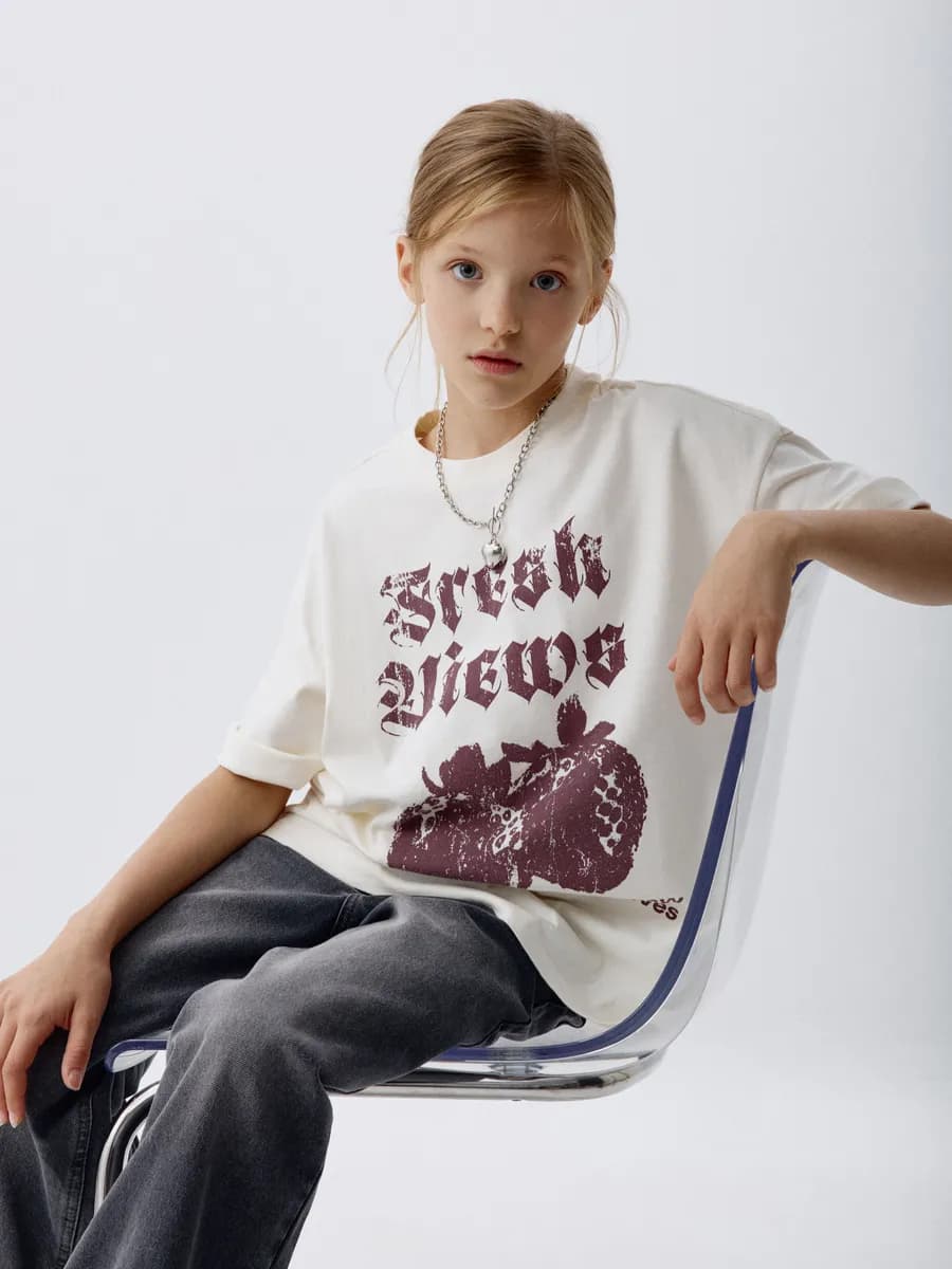 Футболка оверсайз из хлопка с принтом в стиле гранж