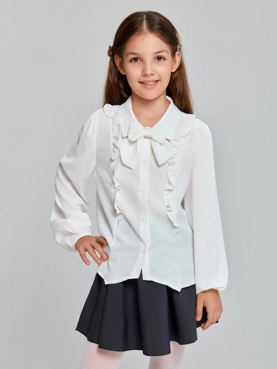 Школьная блузка с съемным бантиком
