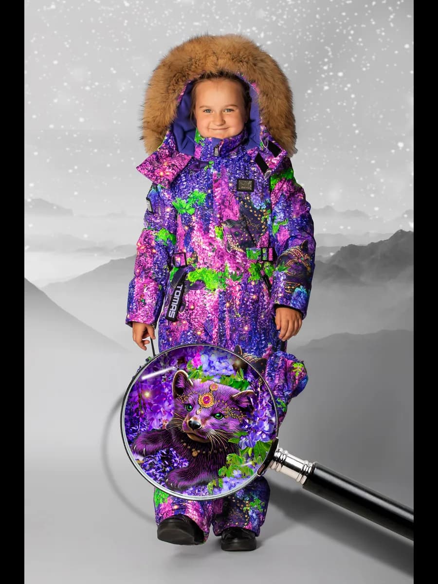 Зимний слитный комбинезон мембрана с натуральной опушкой