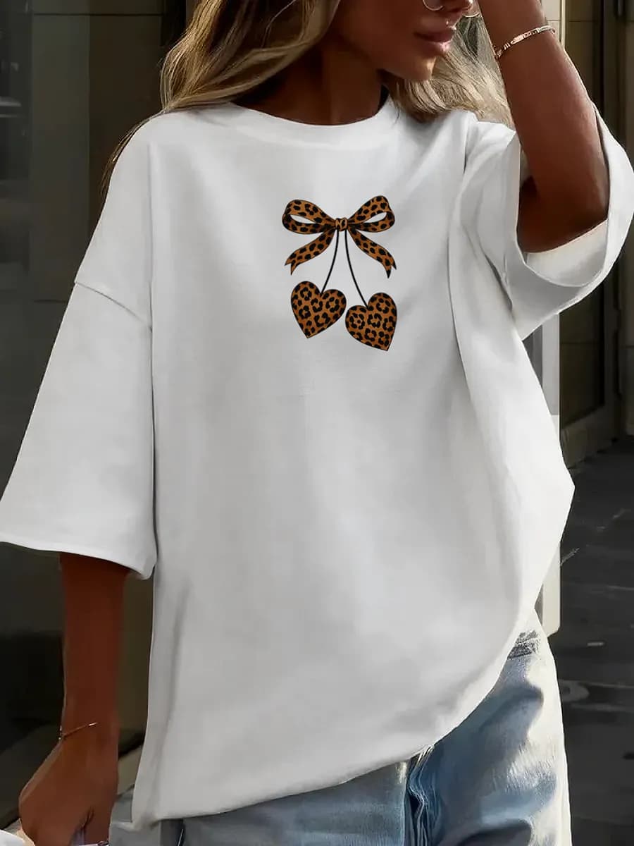 Футболка оверсайз хлопок светящийся принт повседневная