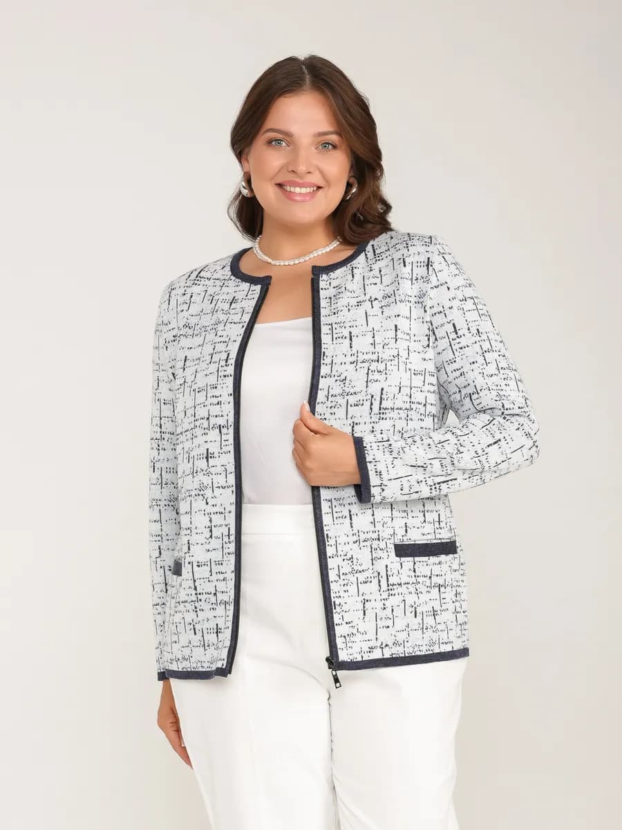 Жакет трикотажный приталенный пиджак шанель