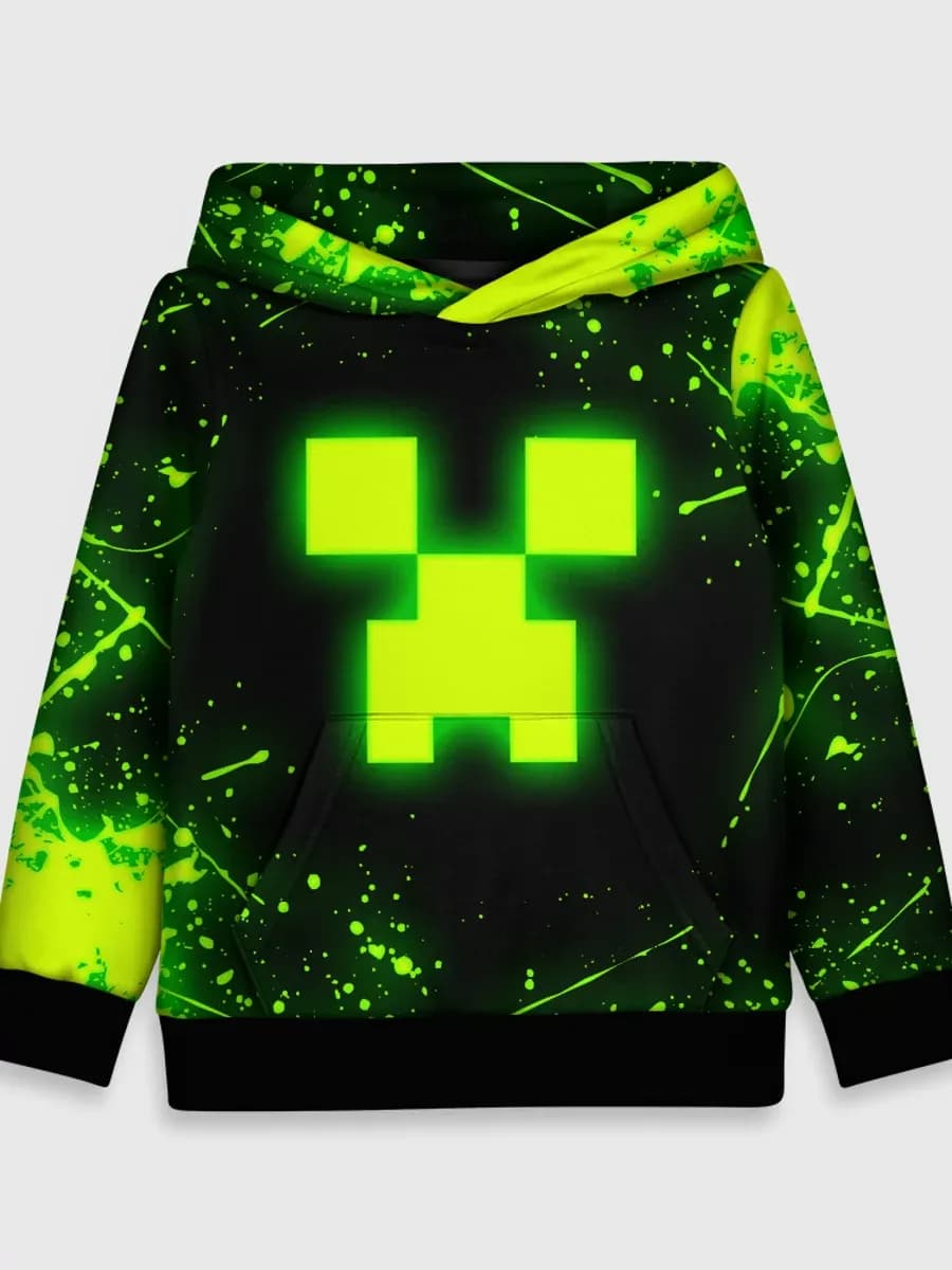 толстовка с принтом майнкрафт токсичный крипер