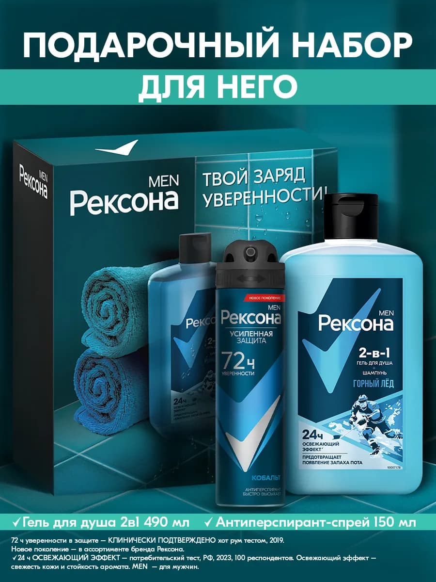 Подарочный набор мужчине шампунь для волос 2в1 и дезодорант