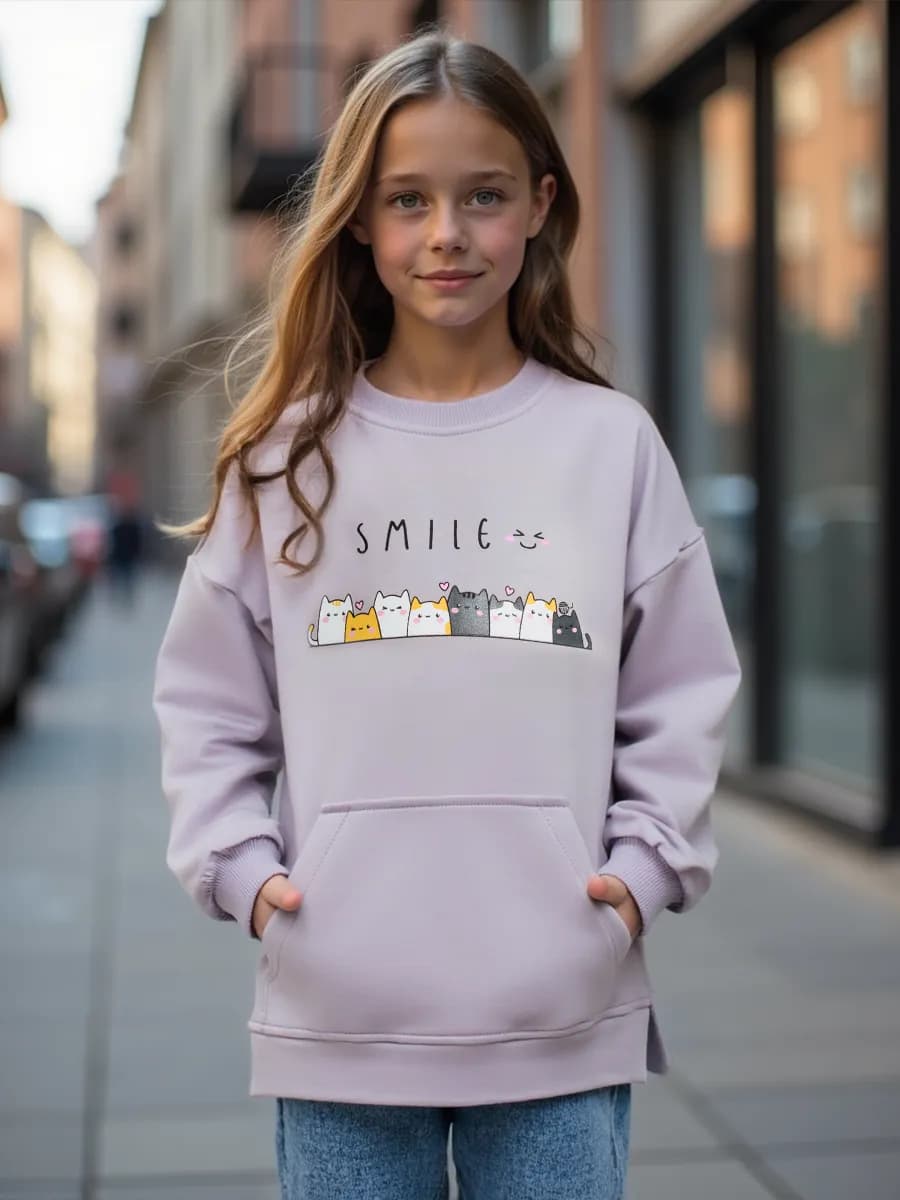 Свитшот тонкий оверсайз кофта с принтом футер 2-ухнитка