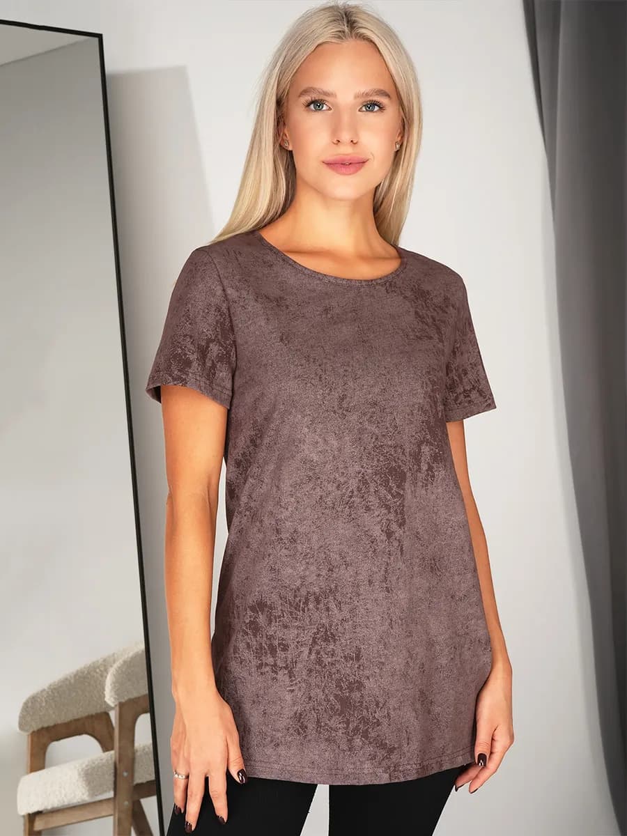 Футболка туника варенка удлиненная с разрезами хлопок