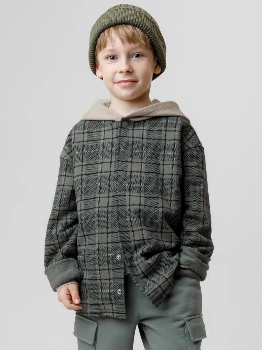 Рубашка в клетку на кнопках для мальчика