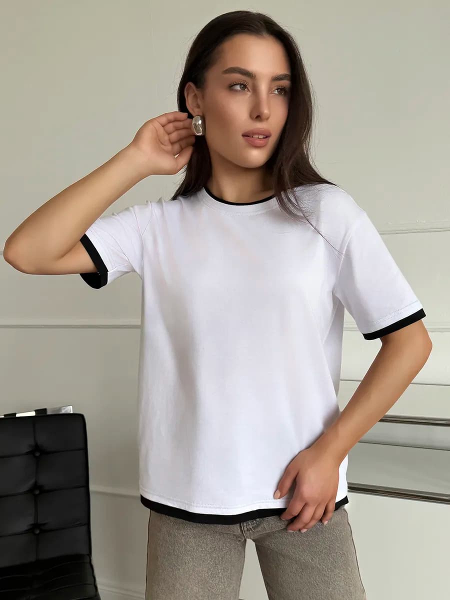 Футболка многослойная плотная Old money модная