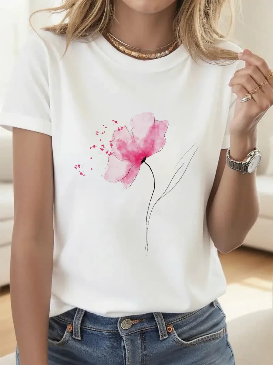 Футболка с принтом женская белая базовая