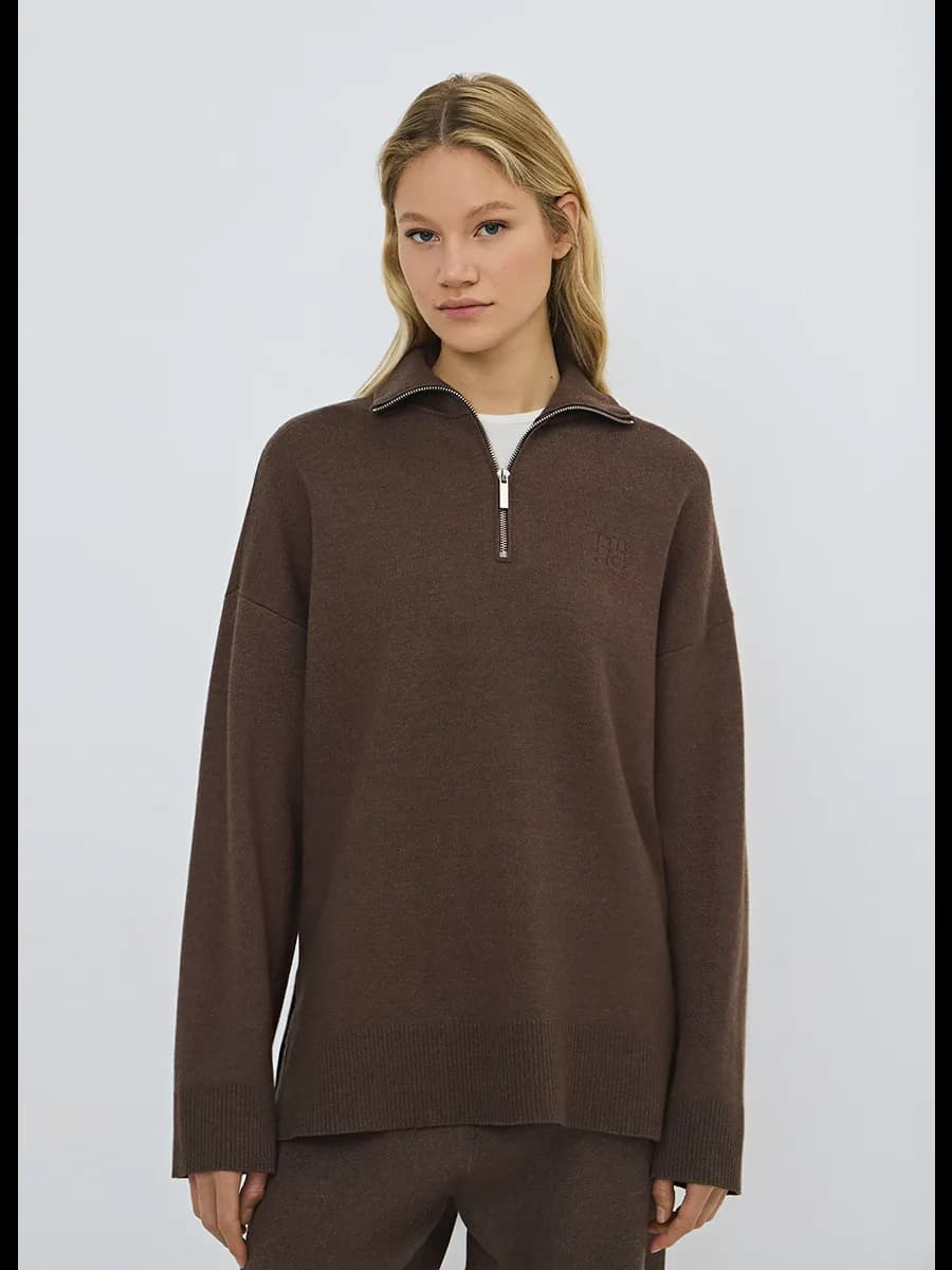 Джемпер вязаный с воротником на молнии