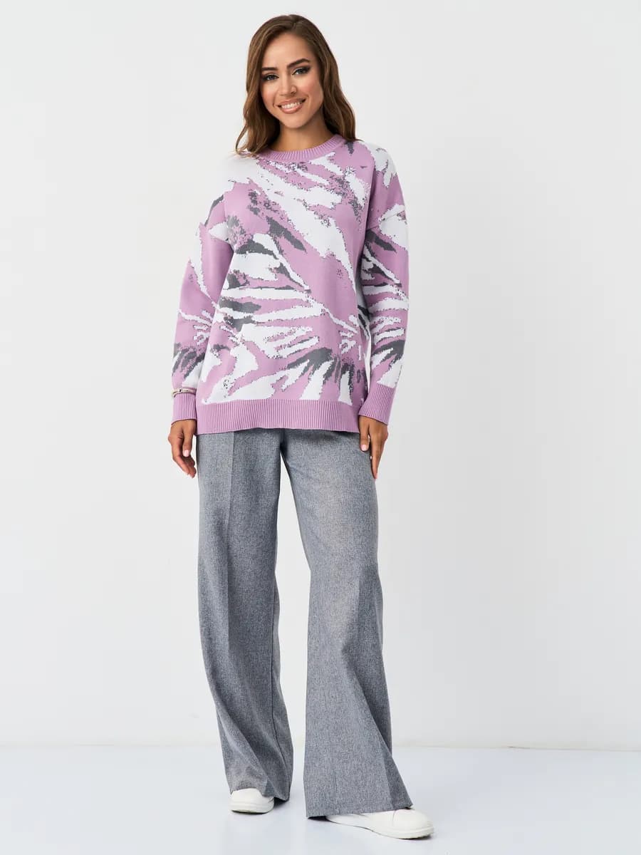 Свитер вязаный оверсайз с принтом