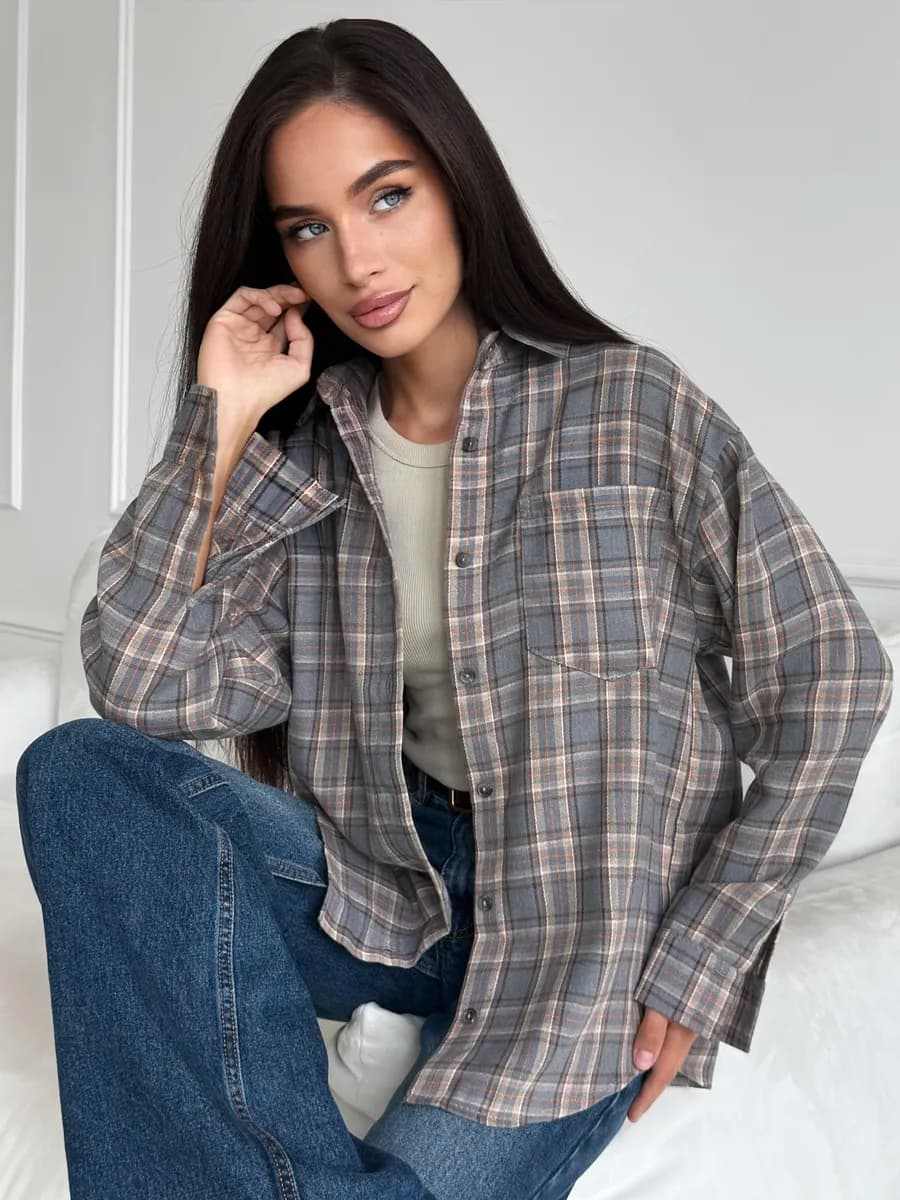 Рубашка в клетку оверсайз