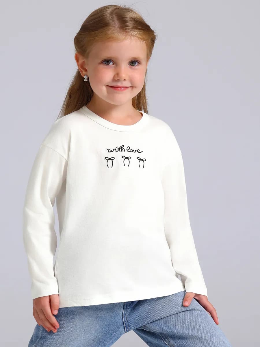 Лонгслив с вышивкой в садик хлопок 100%