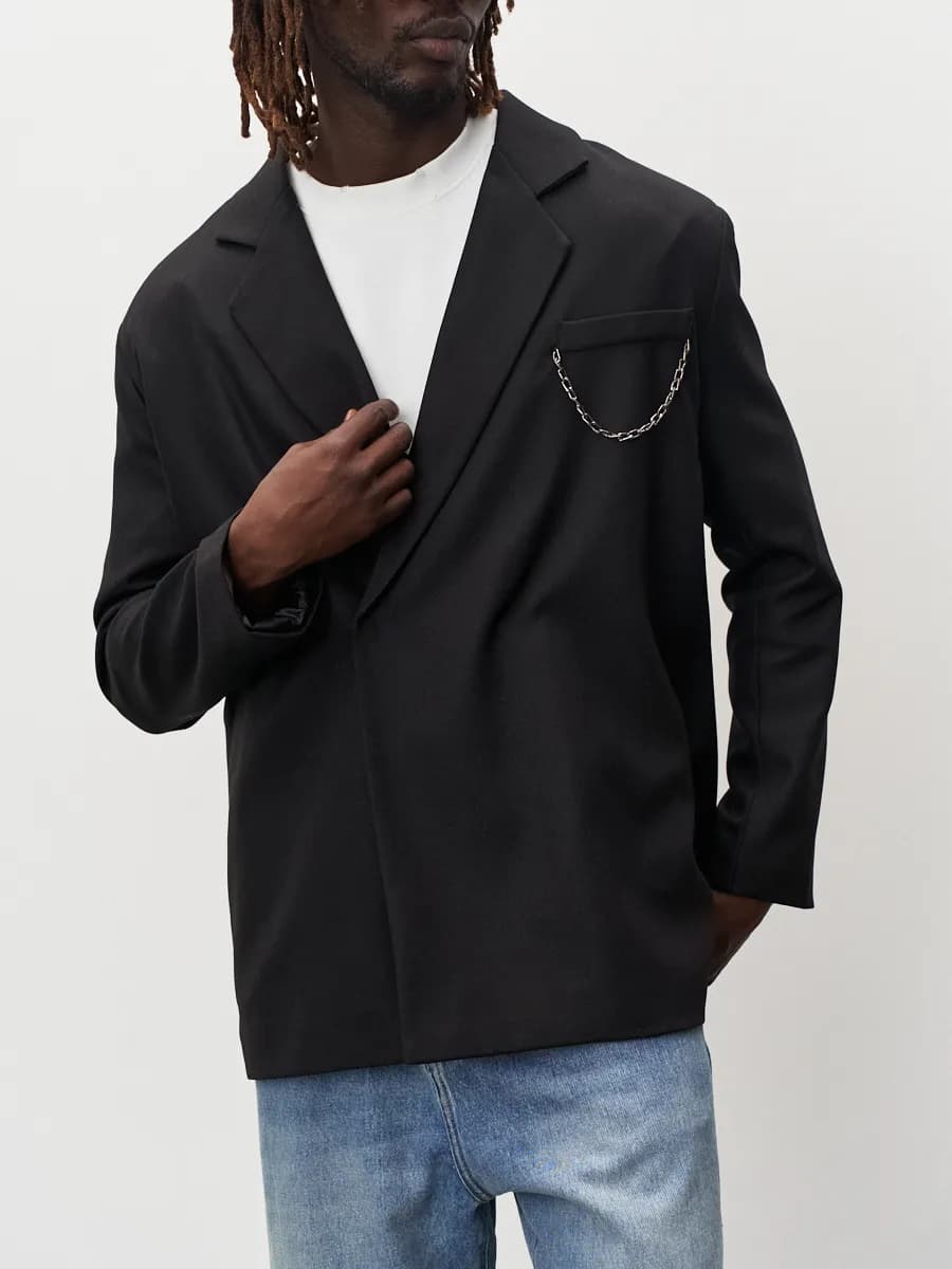 Оверсайз пиджак под джинсы повседневный молодежный