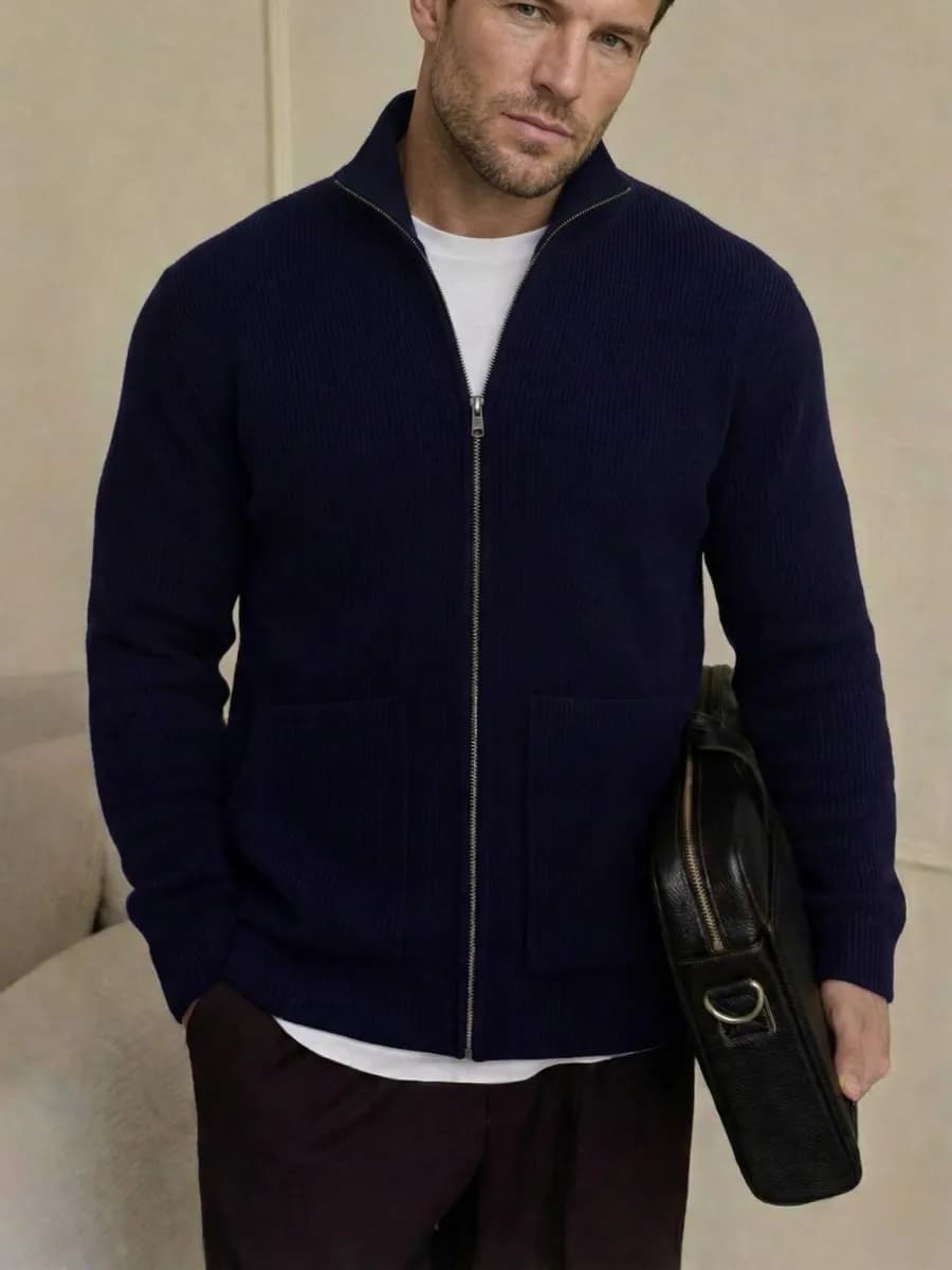 Кардиган на молнии с воротником