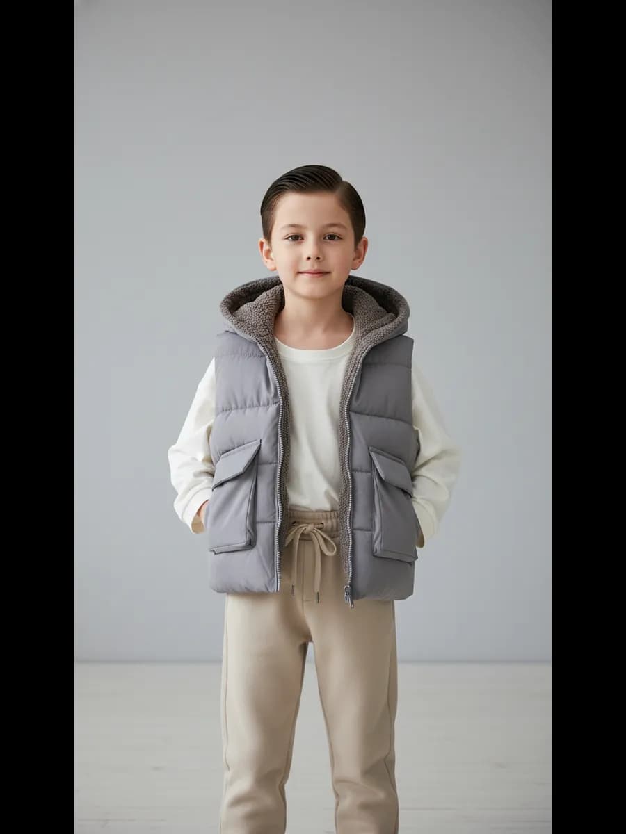 Утепленный жилет безрукавка с капюшоном и ушками