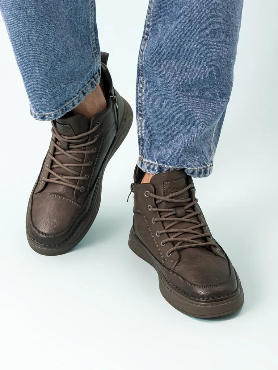 Кеды кожаные на толстой подошве