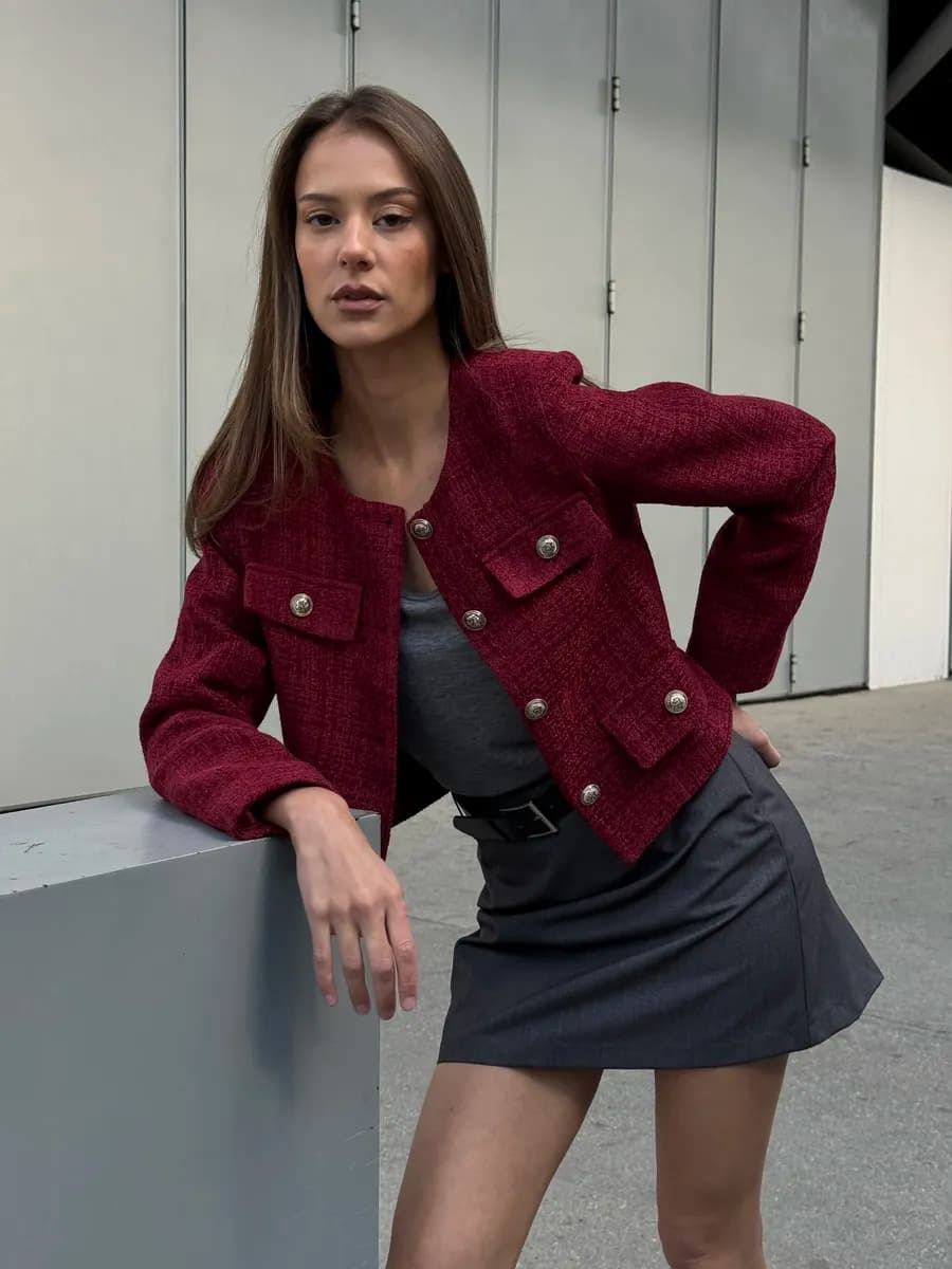 Пиджак жакет укороченный твидовый