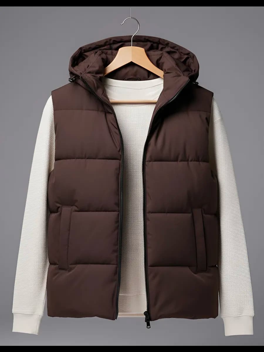 Жилет безрукавка с капюшоном утепленный