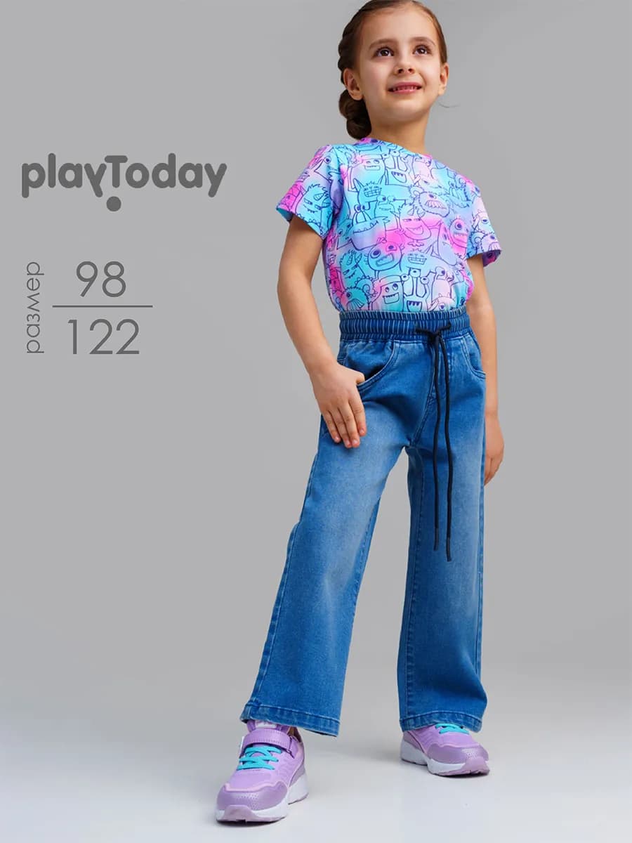 Джинсы детские на резинке широкие в садик