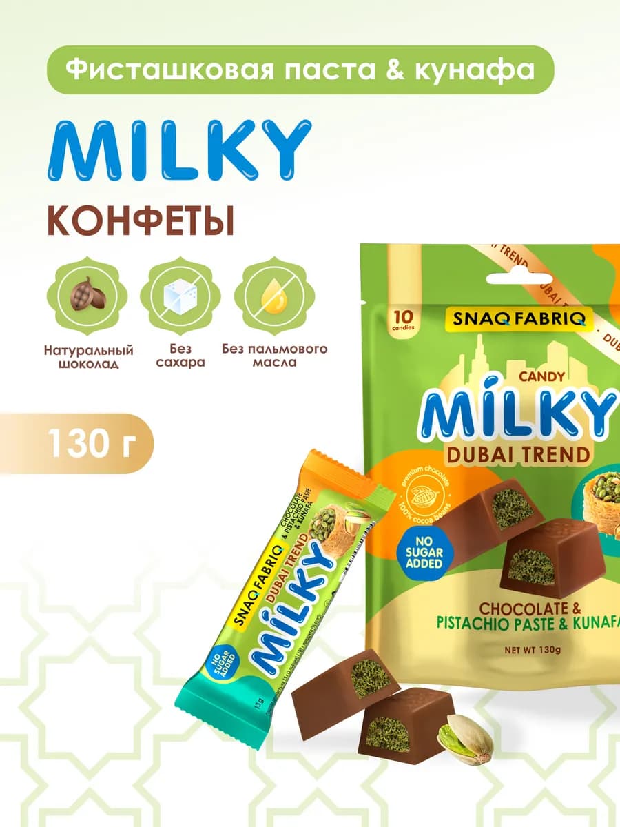Шоколадные конфеты без сахара MILKY Дубайский тренд, 130г