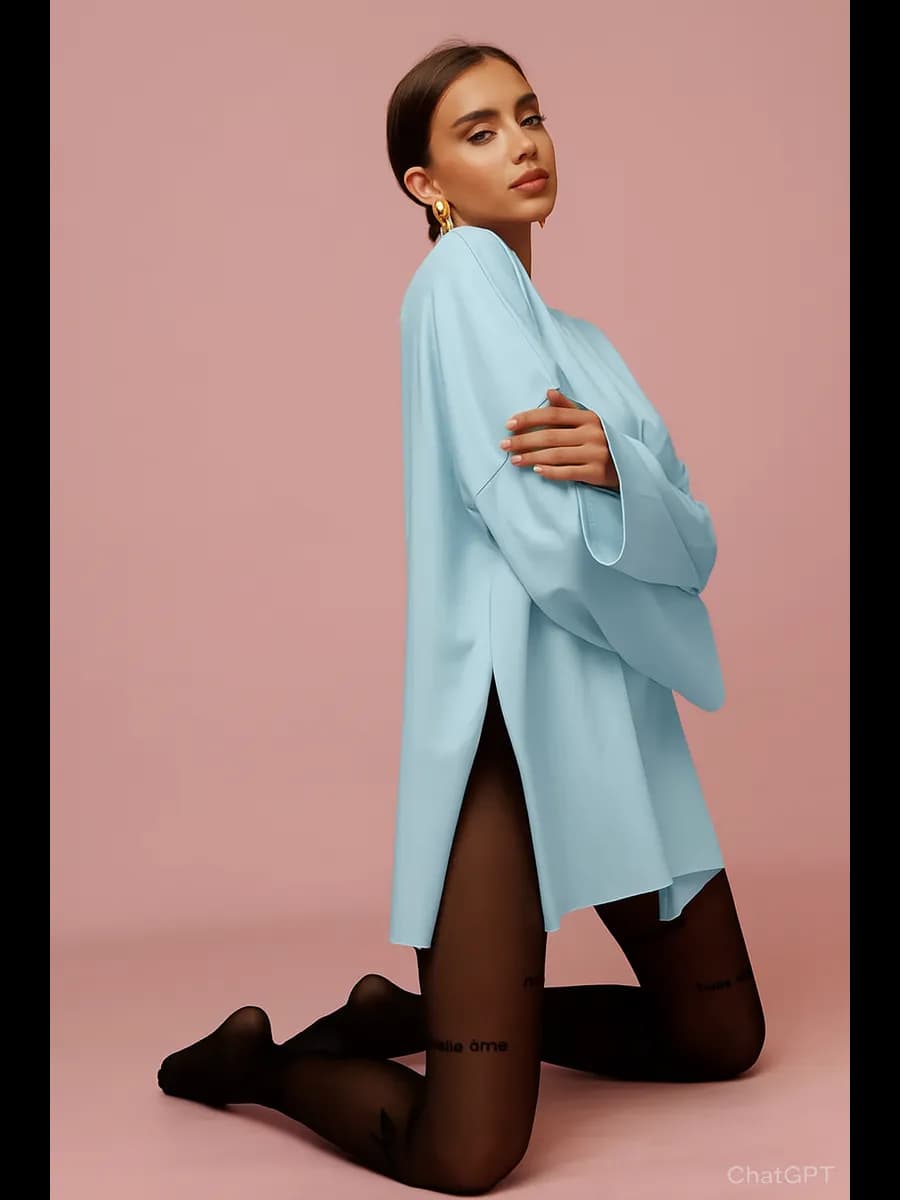 Лонгслив оверсайз однотонный базовый с разрезами